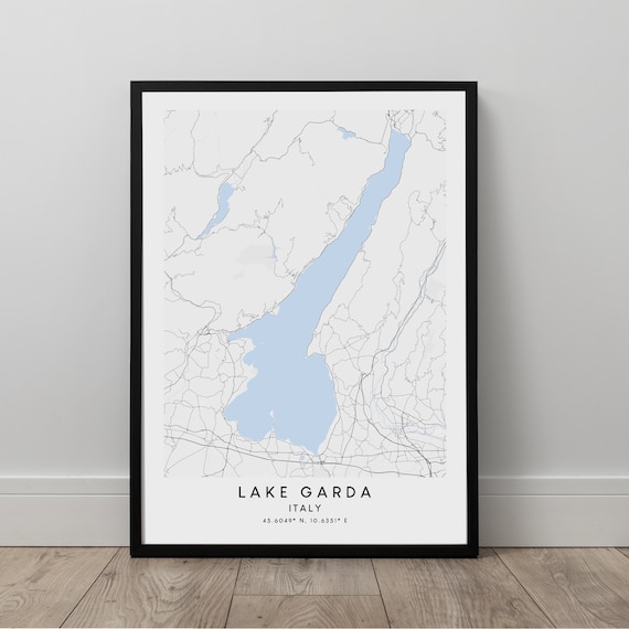 Lake Garda Map Print Poster Art Wall Minimalist Gift