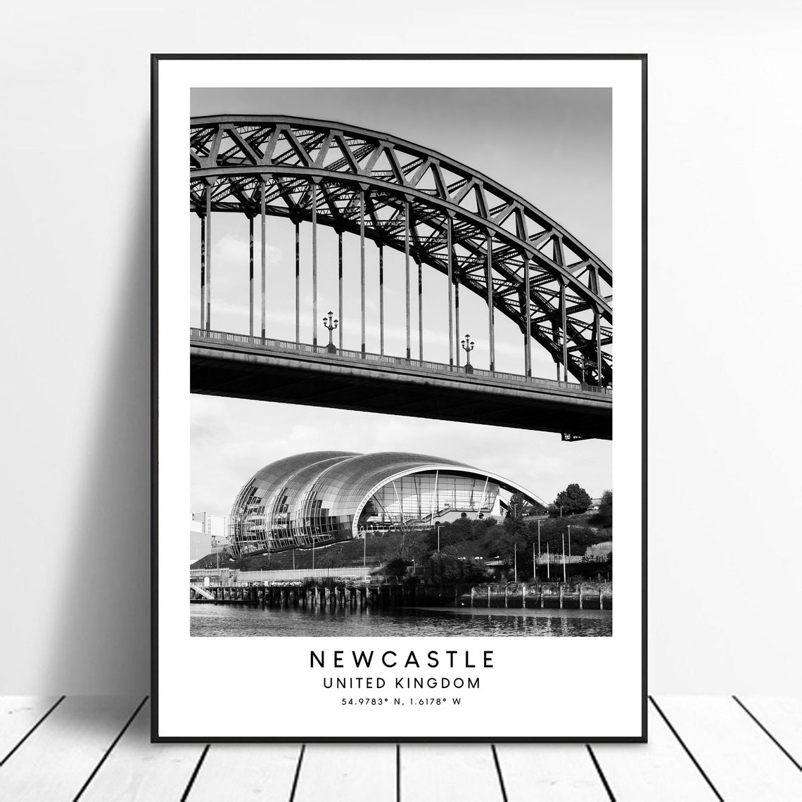 Newcastle Upon Tyne Black And White Travel Poster