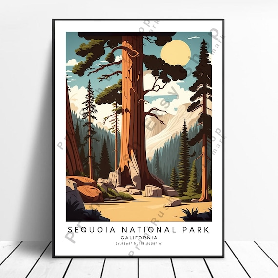 Sequoia National Park Giant Redwood Trees California Travel Poster