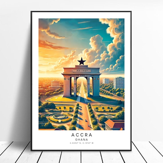 Accra Ghana Black Star Square Arch Freedom and Justice Travel Poster