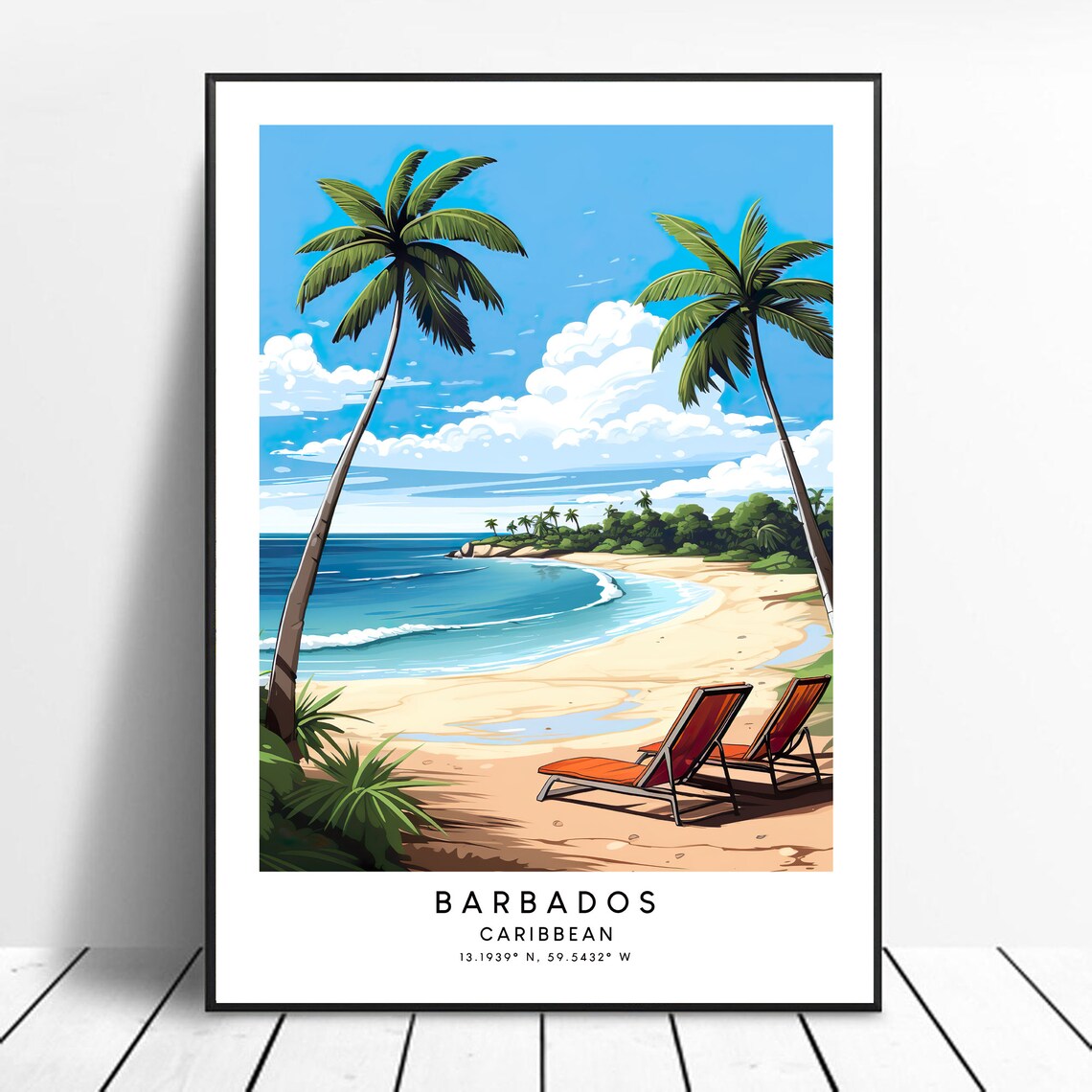 Barbados Travel Print, Colourful Abstract Minimalist Poster