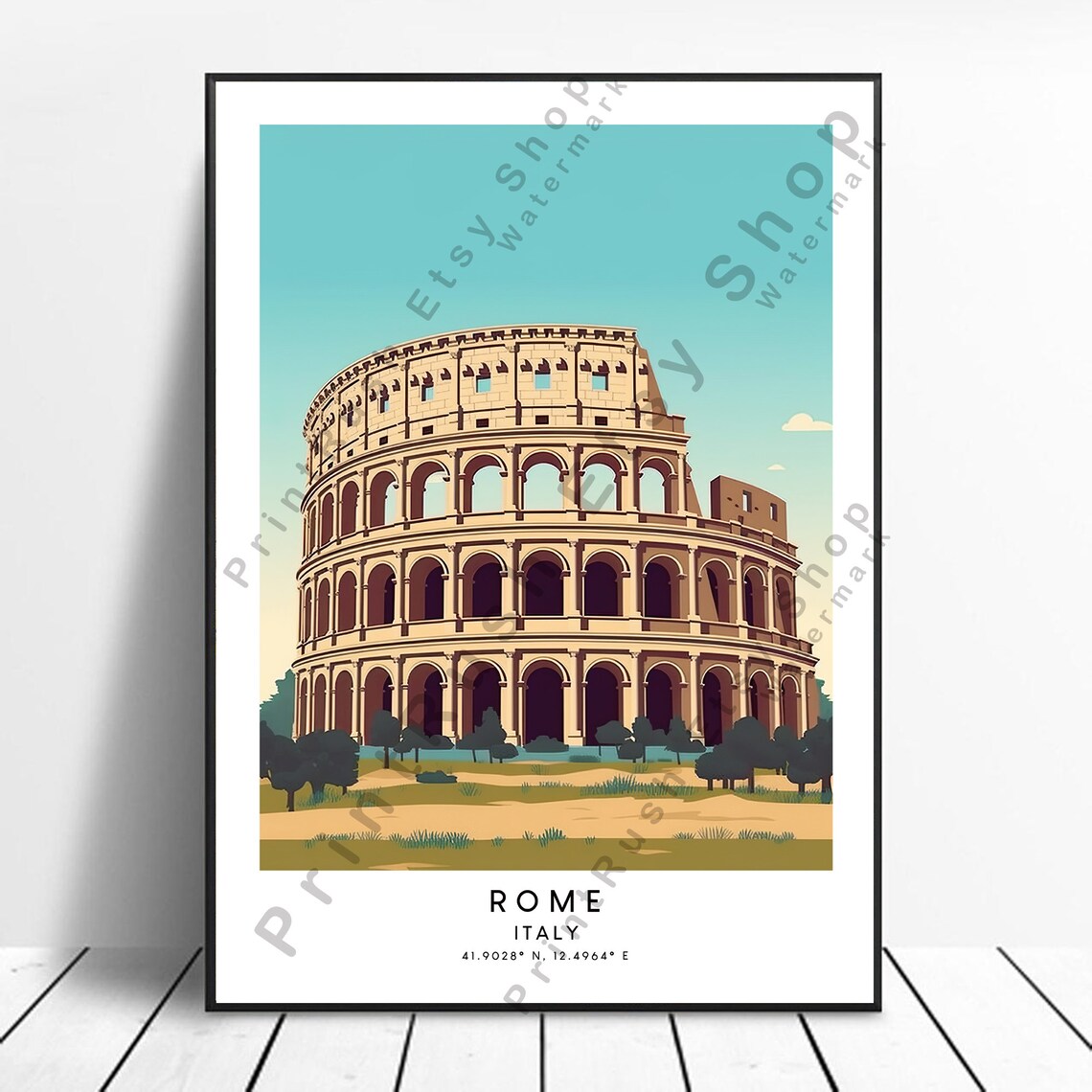 Rome Abstract Minimalist Travel Poster Art Print