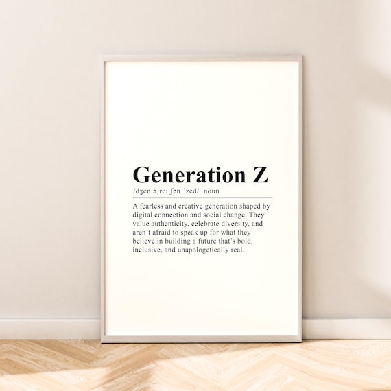 Generation Z Definition Digital Age Dictionary Style Wall Poster