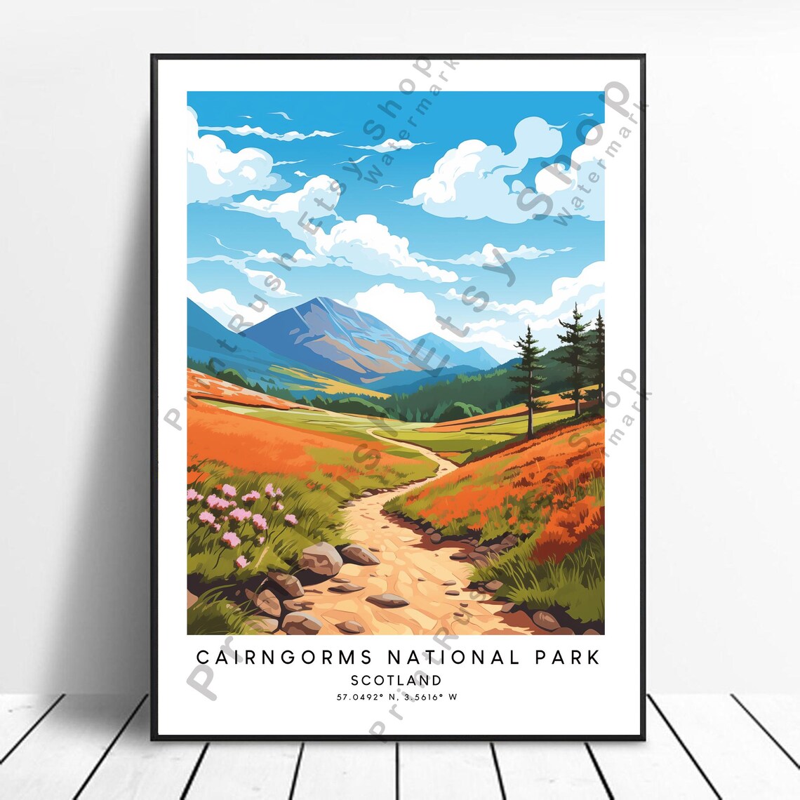 Cairngorms Scotland Travel Poster, Europe Wall Art