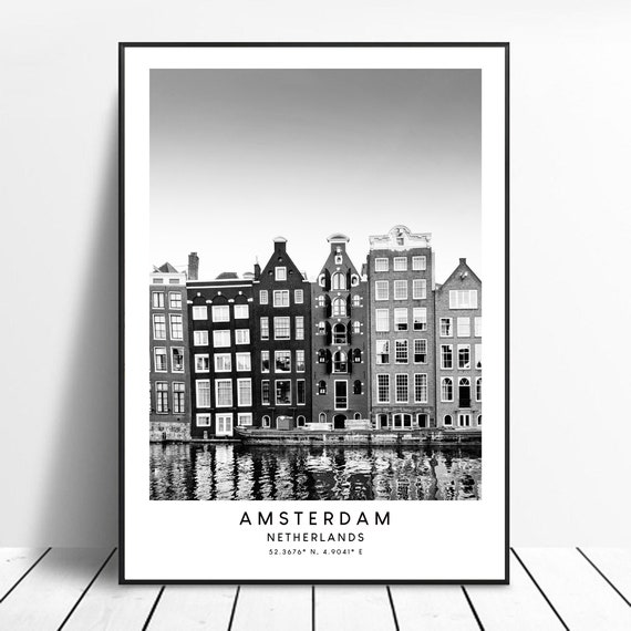 Amsterdam Minimalist Travel Poster, Amsterdam Houses