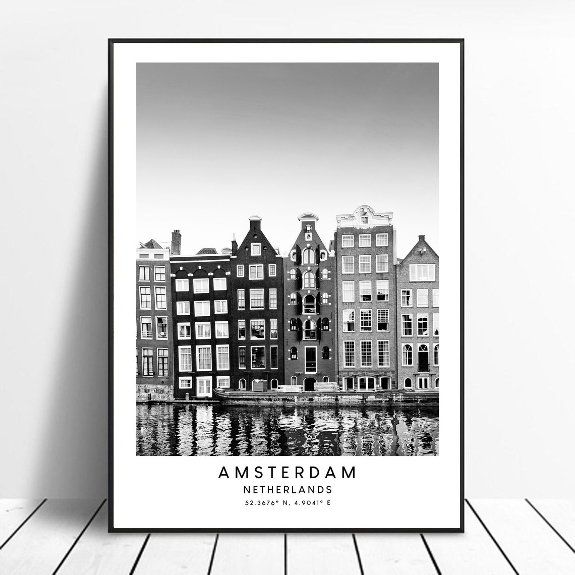Amsterdam Minimalist Travel Poster, Amsterdam Houses