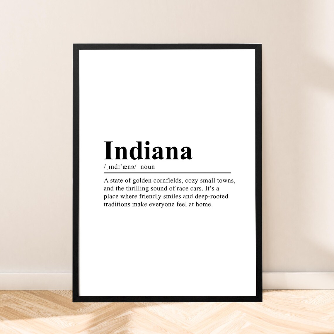 Indiana Travel Poster Indiana Wall Art Indiana Print Indiana State Wall Poster Indiana Wall Print Indiana Home Dcor Gift Wall Quote