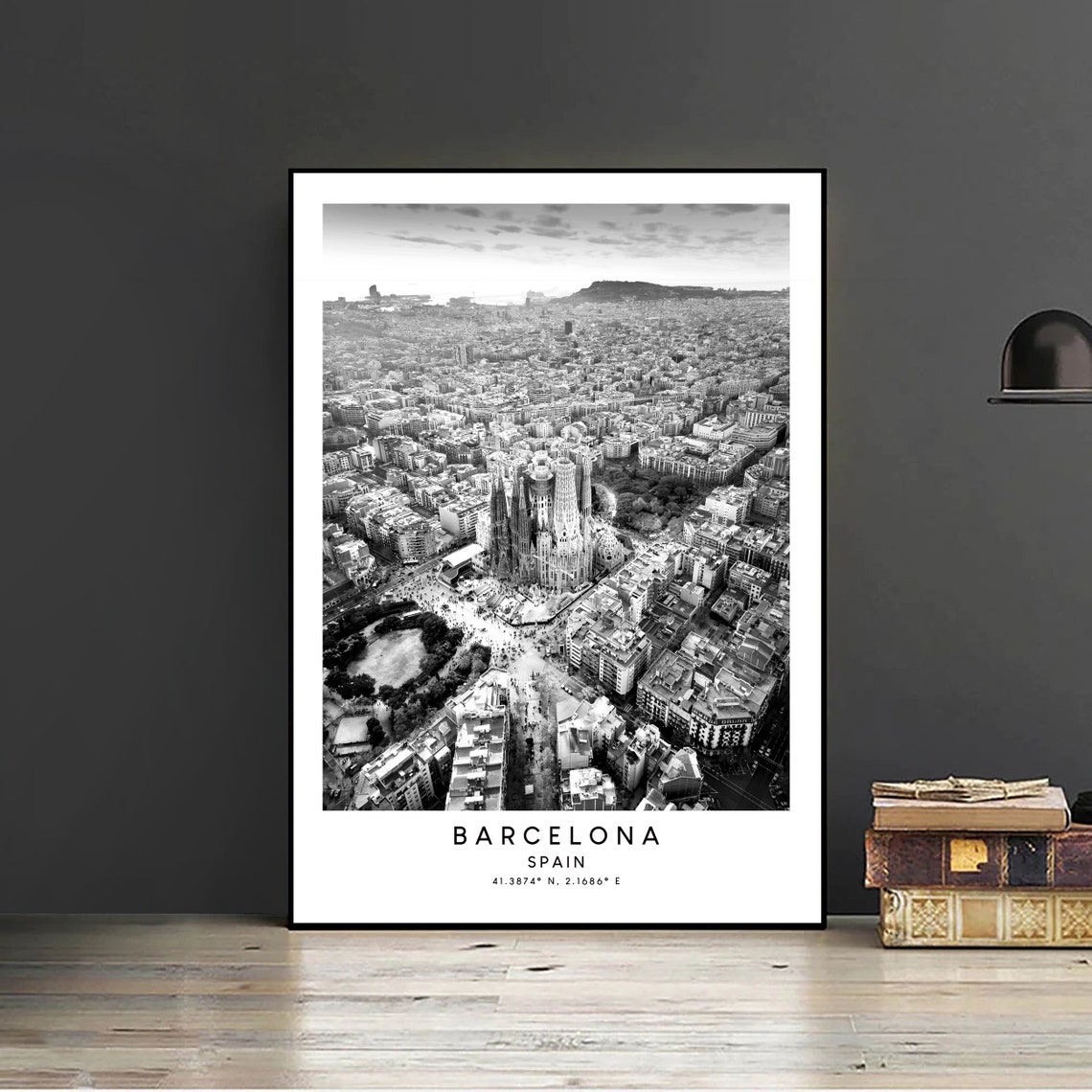 Barcelona Travel Poster, Black and White Minimalist - Image 2