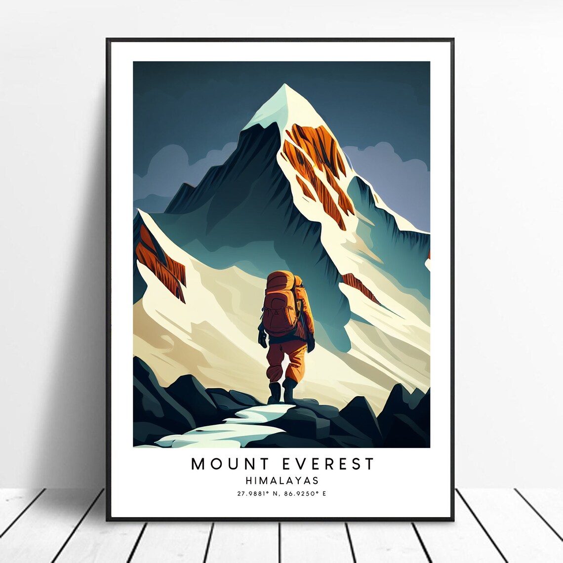 Mount Everest Travel Poster, Minimalist Wall Art