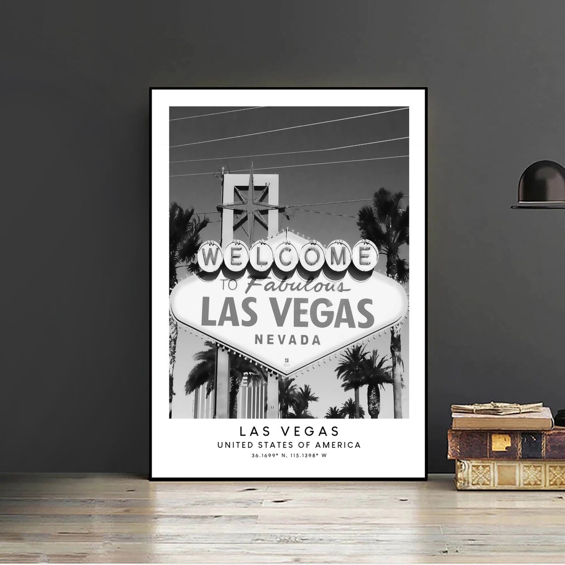 Las Vegas Travel Print Black And White Las Vegas Poster Minimalist Las Vegas Wall Art Las Vegas Wall Print Las Vegas Gift Print - Image 2