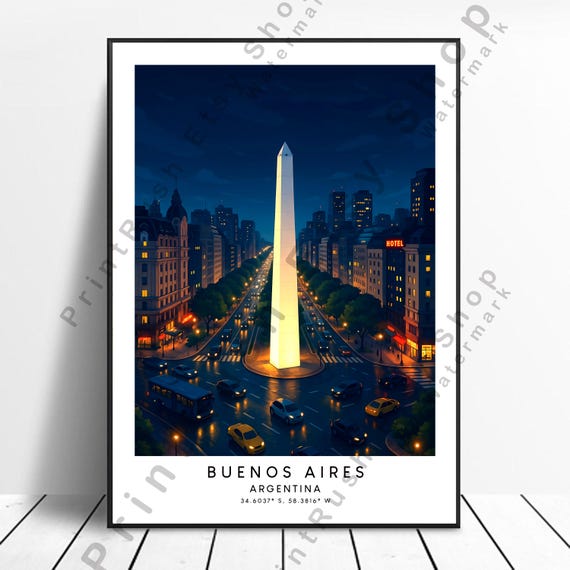 Buenos Aires Illustration Art Print Argentina Poster Home Decor Wall Travel Gift