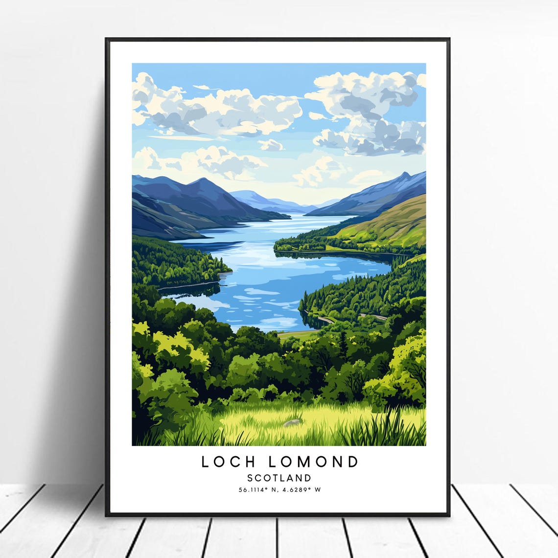 Loch Lomond Scotland Vintage Style Lake And Mountain Travel Poster