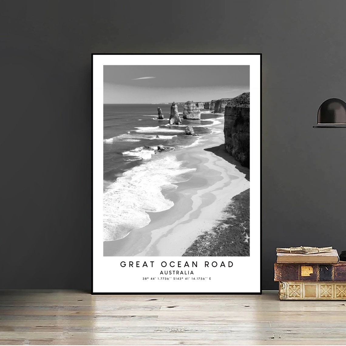 Great Ocean Road Black And White Travel Poster, Minimalist - Image 2