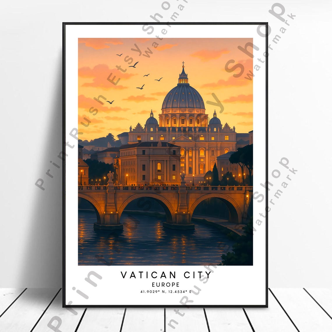 Vatican City Travel Print Colourful Poster Abstract Minimalist Wall Art Gift