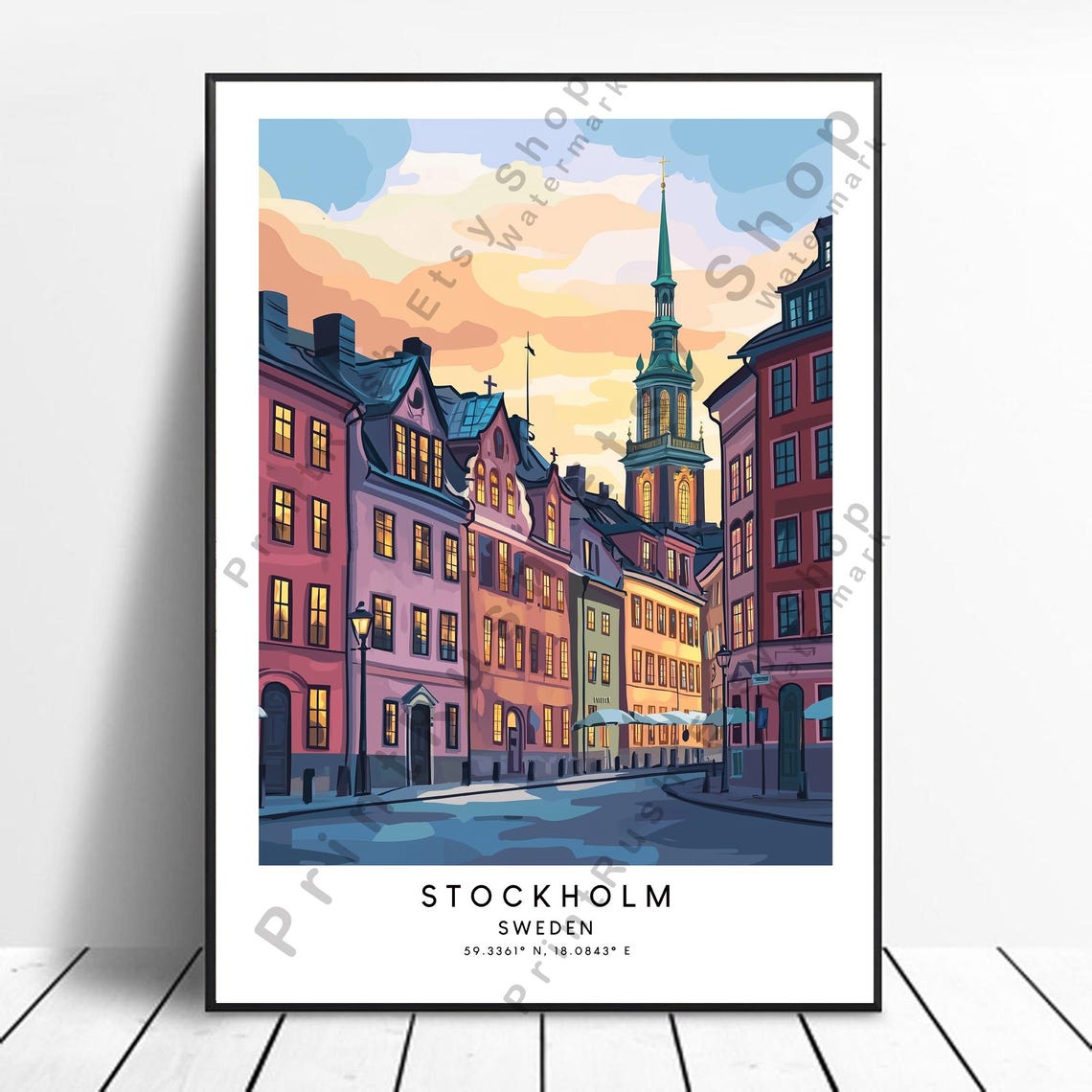 Sweden Travel Print Colourful Stockholm Poster Minimalist Wall Art Home Dcor Hanging Gift