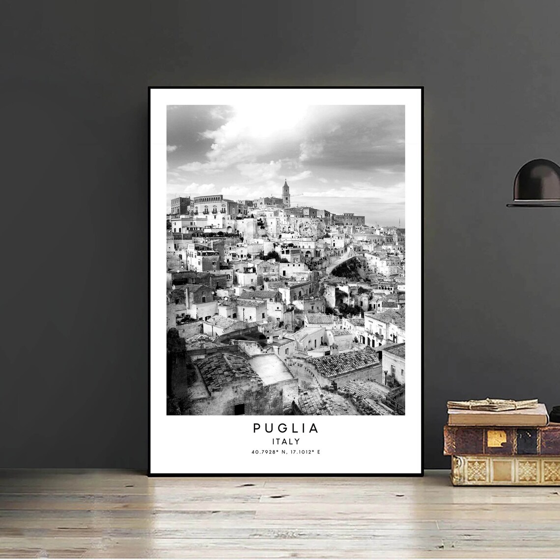 Puglia Italy Minimalist Travel Poster, Black and White - Image 2