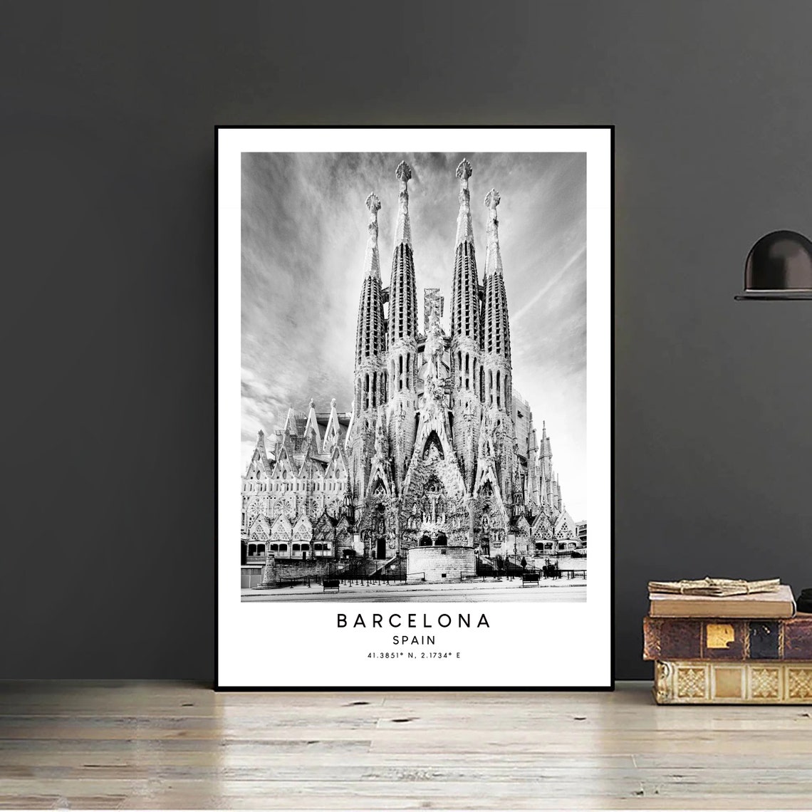 Barcelona Travel Print Barcelona Wall Art Print Black And White Barcelona La Sagrada Familia Poster Minimalist Barcelona Poster Gift - Image 2