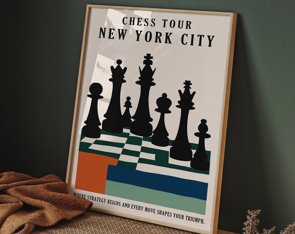 Chess Tour New York City Strategy Triumph Game Room Office Poster - Image 5
