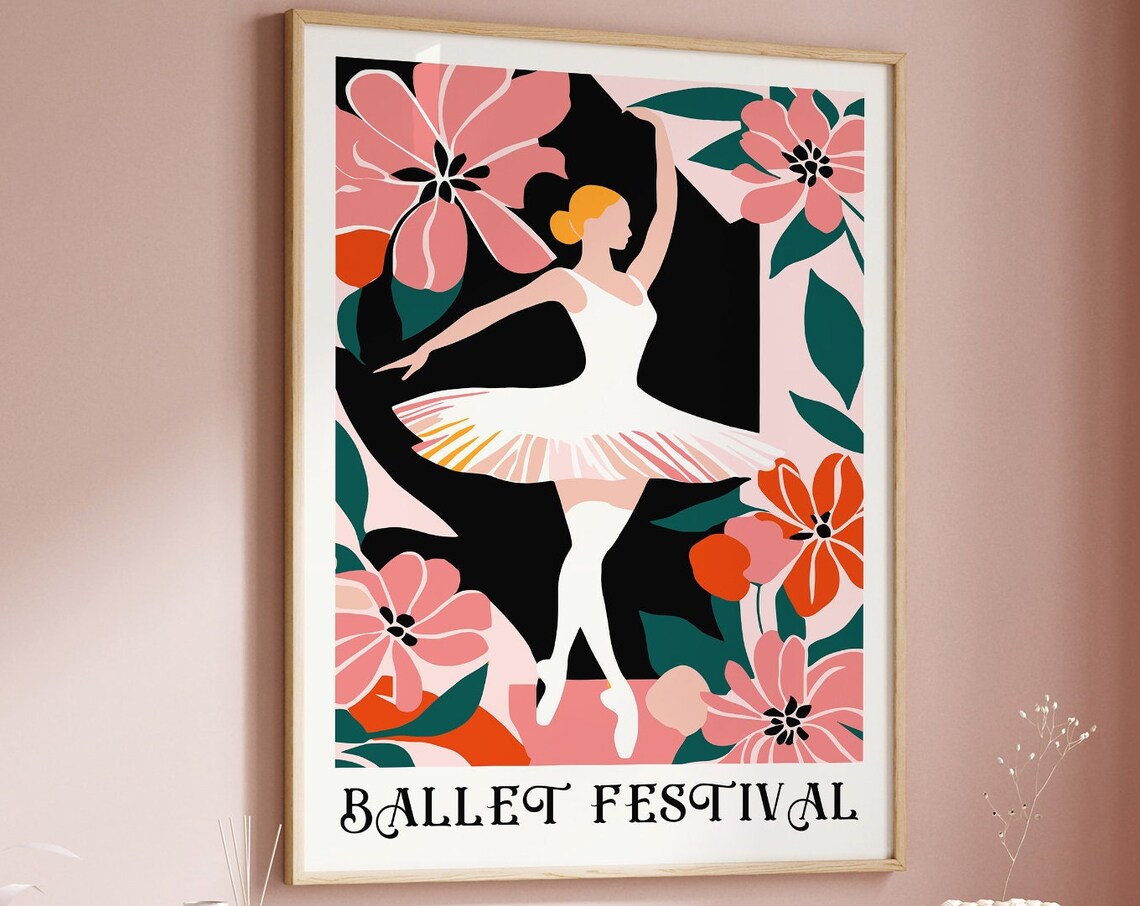 Ballet Festival White Tutu Floral Dance Ballerina Art Poster - Image 6