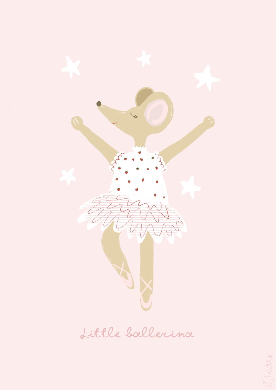Little Ballerina Mouse In Pink Tutu Nursery Girls Bedroom Dance Wall Poster - Image 2