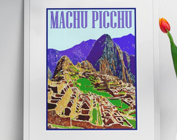 Machu Picchu Travel Poster Vintage Style Home Peru Print Wall Art Vacation Souvenir Frame Not Included