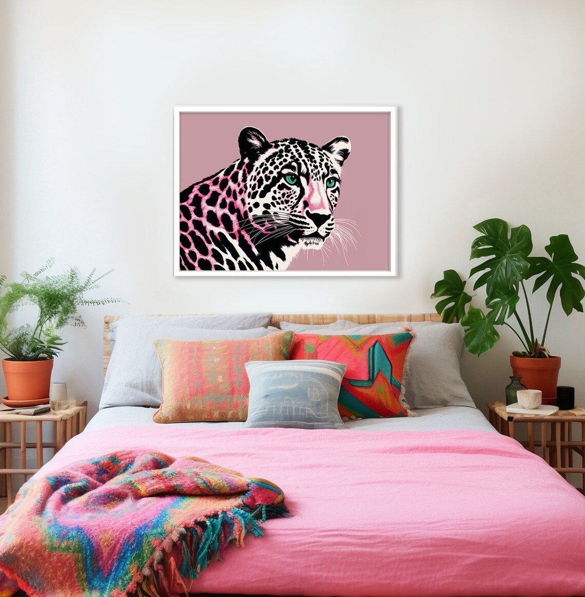 Leopard Animal Print Poster, Pink Berry - Image 3