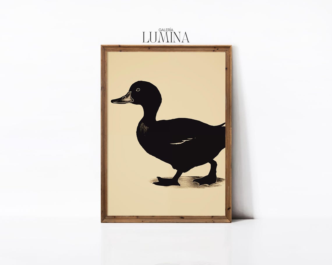 Minimalist Duck Silhouette Modern Neutral Animal Nursery Wall Poster - Image 2
