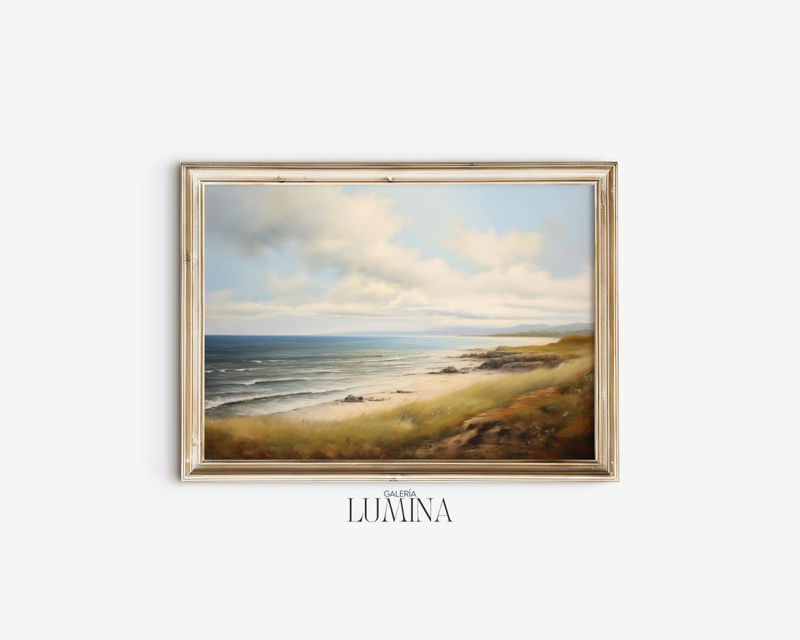 Coastal Painting Beach Landscape Art Ocean Scene Print Nautical Wall Art Minimalist Seascape Artwork Art Frame Tv Art 669 - Image 2