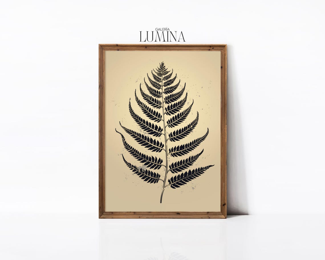 Minimalist Black Fern Leaf Silhouette Botanical Neutral Art Poster - Image 2
