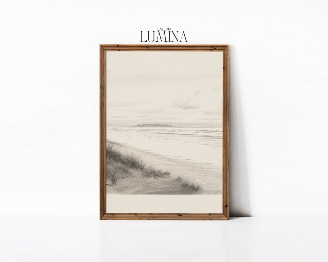 Vintage Beach Sketch, Neutral Coastal Art Print - Image 3