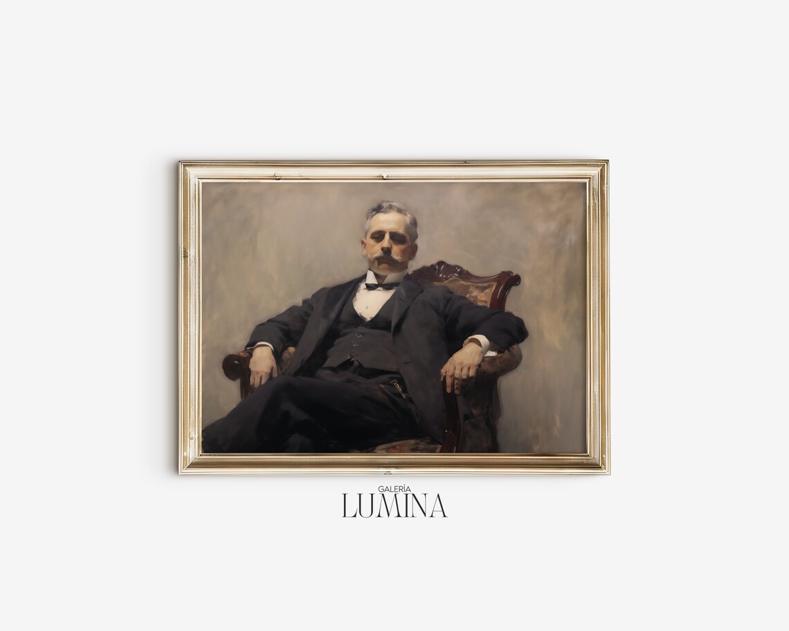 Gentleman in Armchair, Vintage Portrait Art Print - Image 2