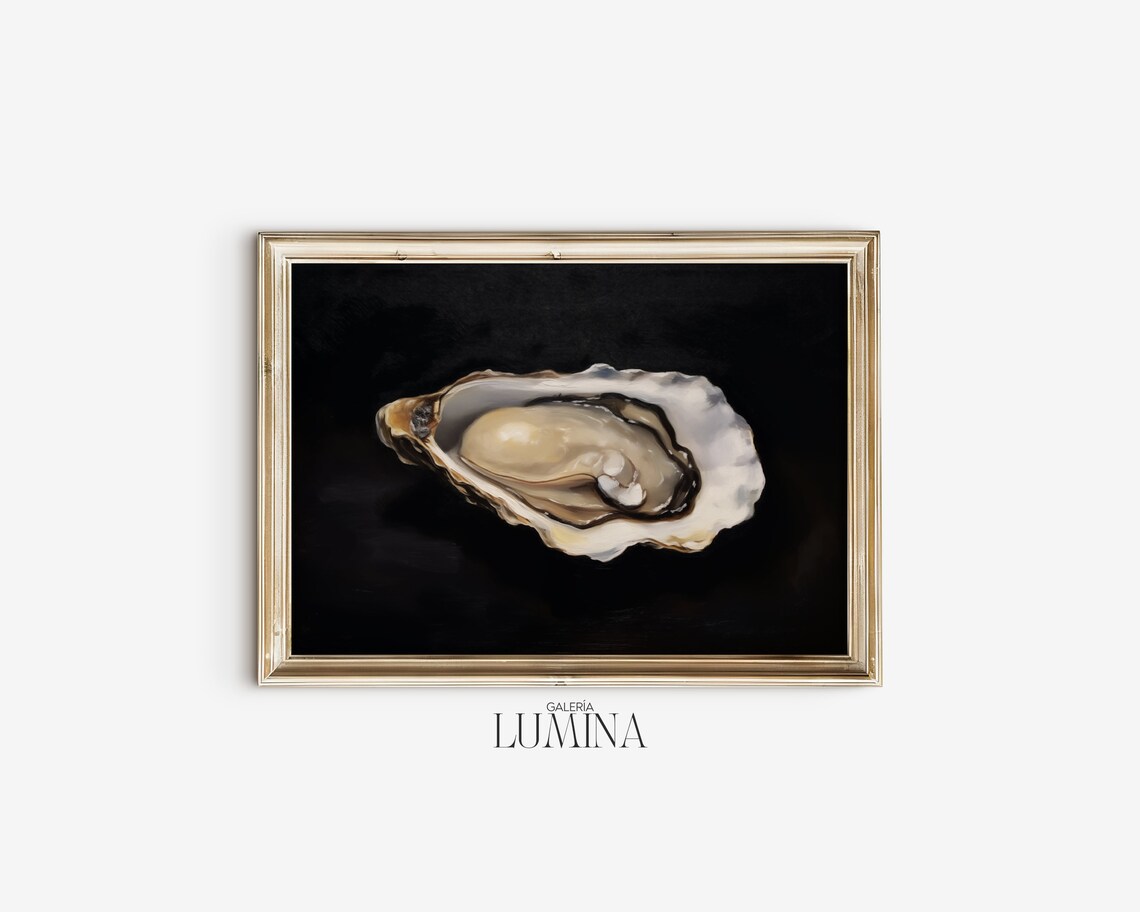 Oyster Still Life, Classic Oil Painting Art Print - Image 2