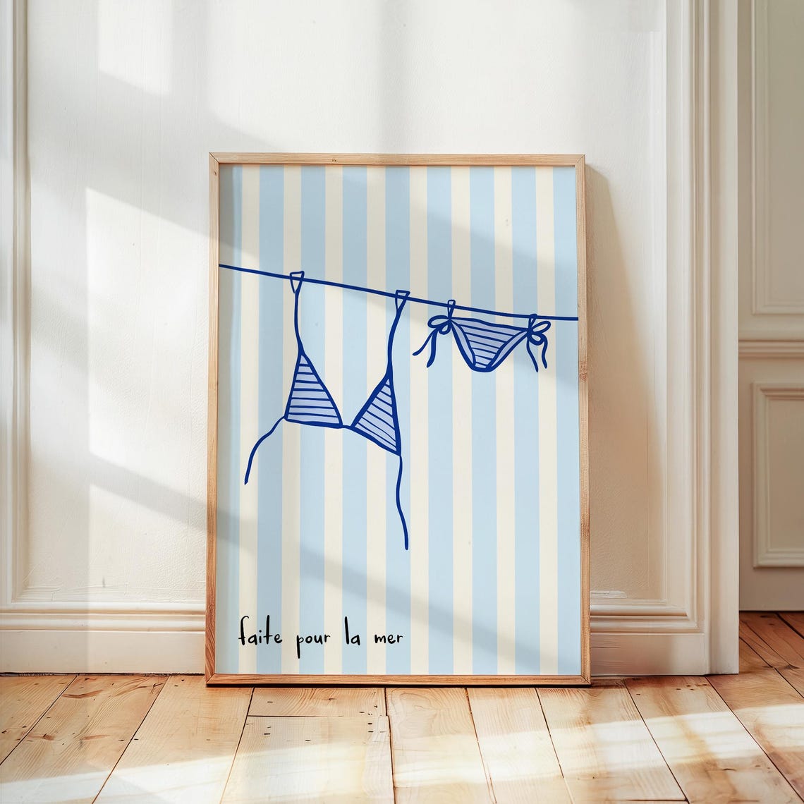 Striped Bikini Coastal Summer Art Print