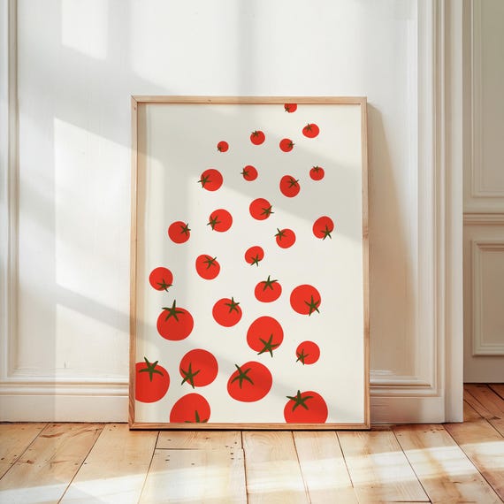 Tomato Print Retro Kitchen Wall Art Italian Food Illustration Cottage Core Decor Pomodoro Fruit Vintage Tomatoes Gallery