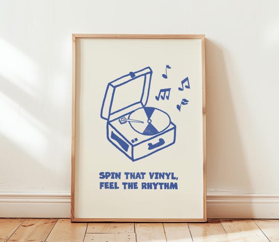 Retro Vinyl Poster Trendy Record Player Art Print Gift For Music Lover Groovy Apartment Decor Funky Wall