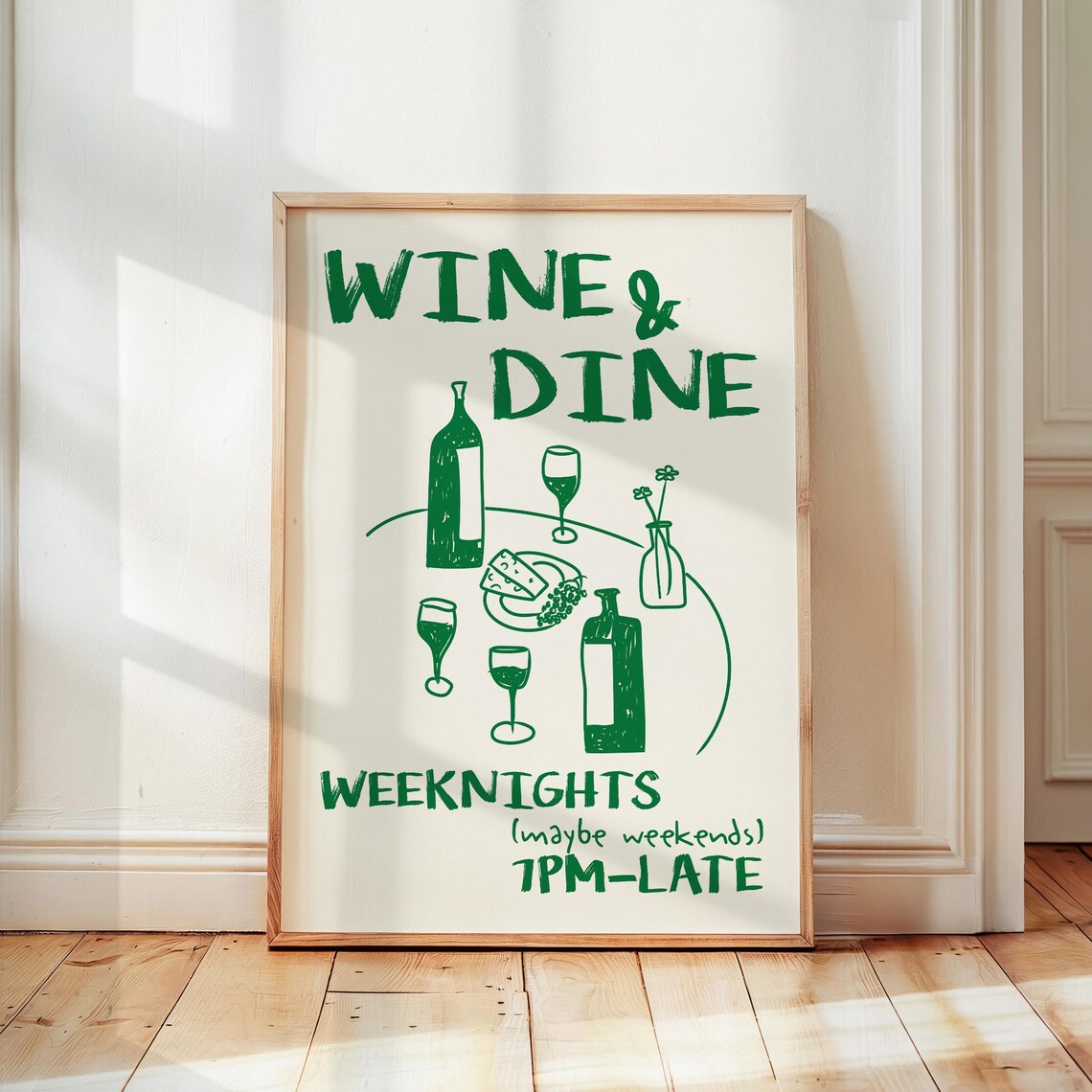 Wine Dine Club Retro Kitchen Art Print, Mid-Century
