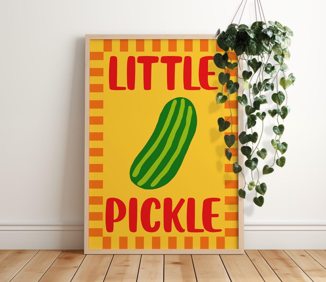 Little Pickle Retro Cucumber Art Print
