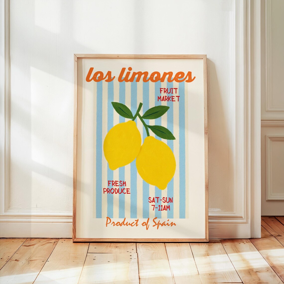 Lemons Art Print, Retro Modern Kitchen Wall