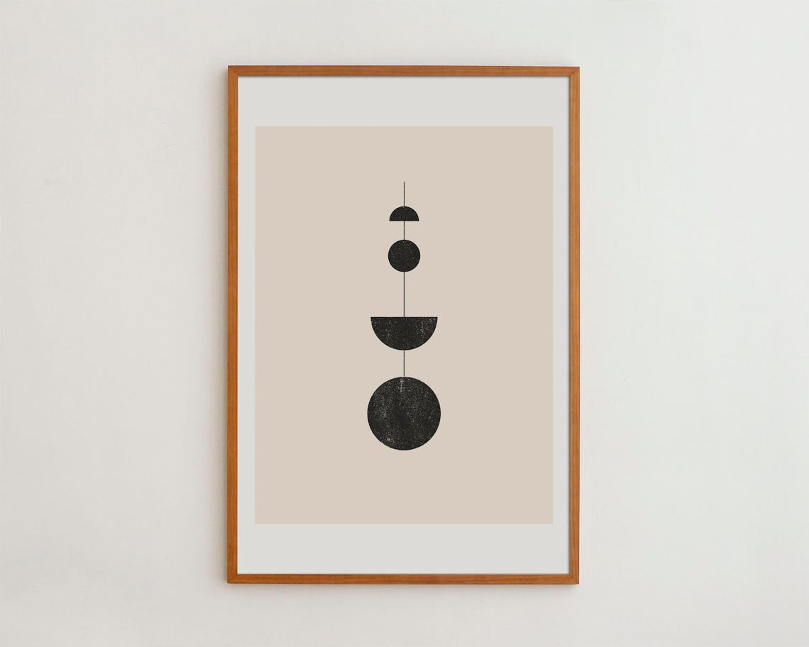Boho Art Print Geometric Moon Phases Mid Century Modern Wall Decor