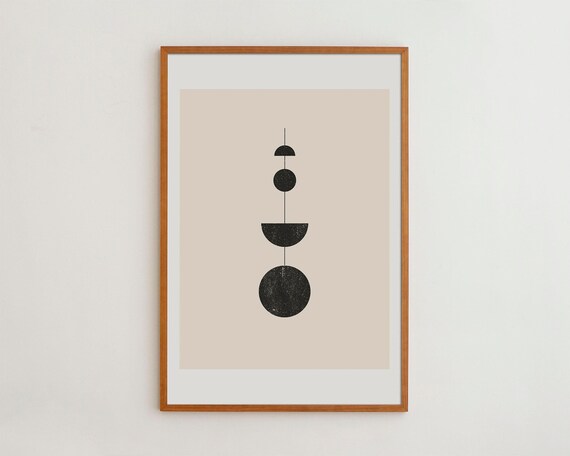 Boho Art Print Geometric Moon Phases Mid Century Modern Wall Decor