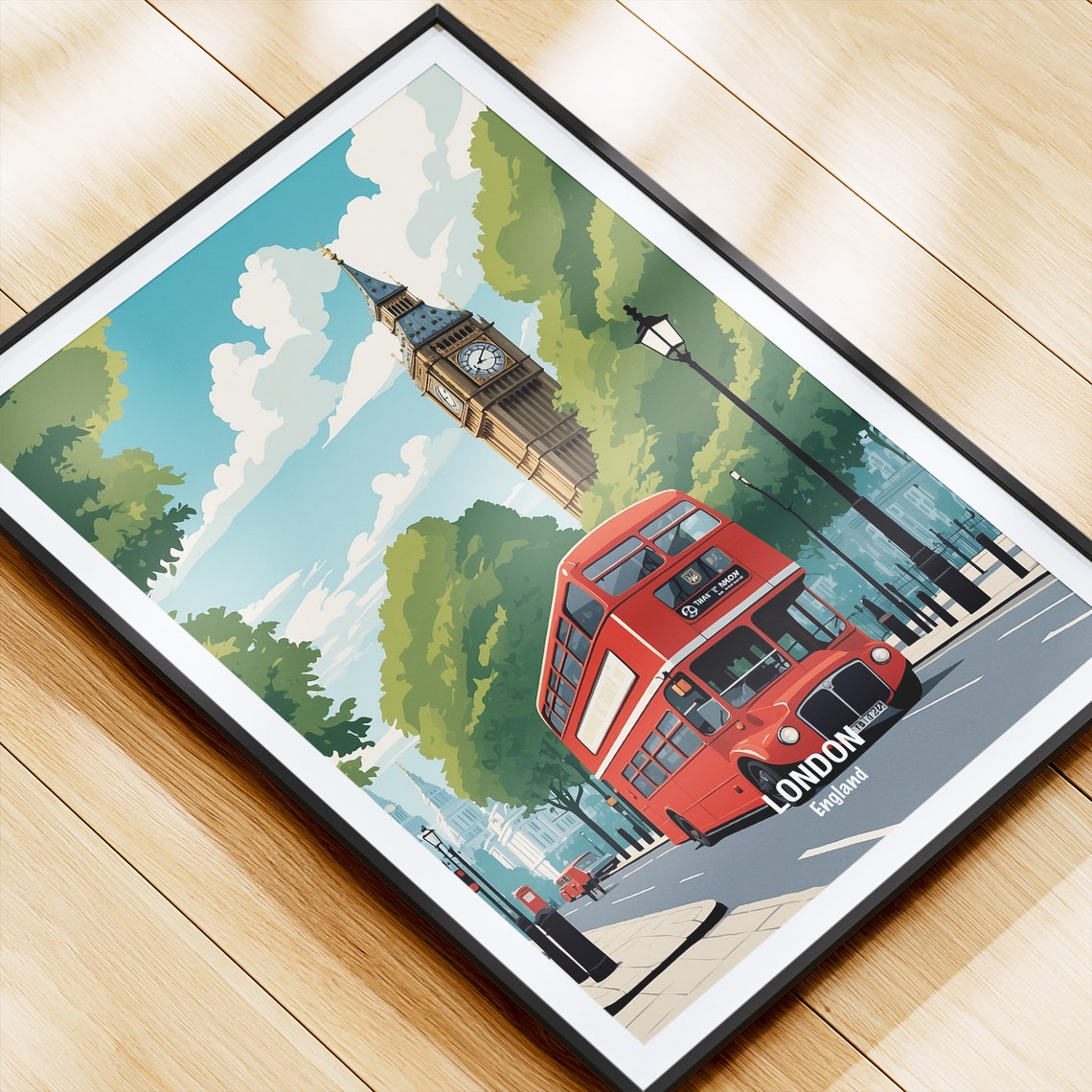 London Red Double Decker Bus and Big Ben Daytime Avenue Poster - Image 4
