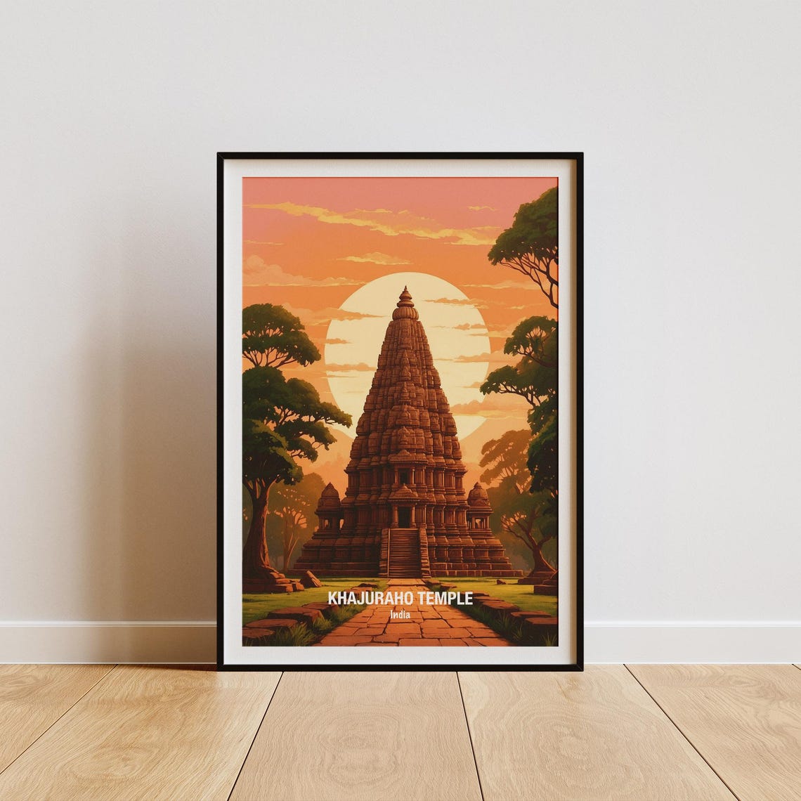 Khajuraho Temple India Ancient Hindu Temple Sunset Golden Poster