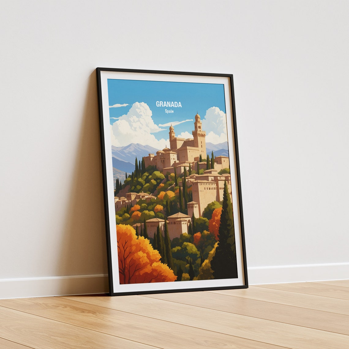 Granada Spain Alhambra Hilltop Cypress Trees Bright Daytime Poster - Image 5