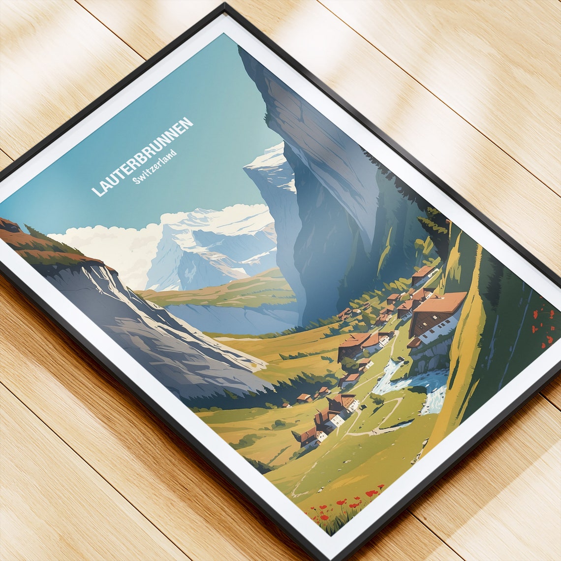 Lauterbrunnen Valley Swiss Alps Waterfalls Village Scenic Poster - Image 4