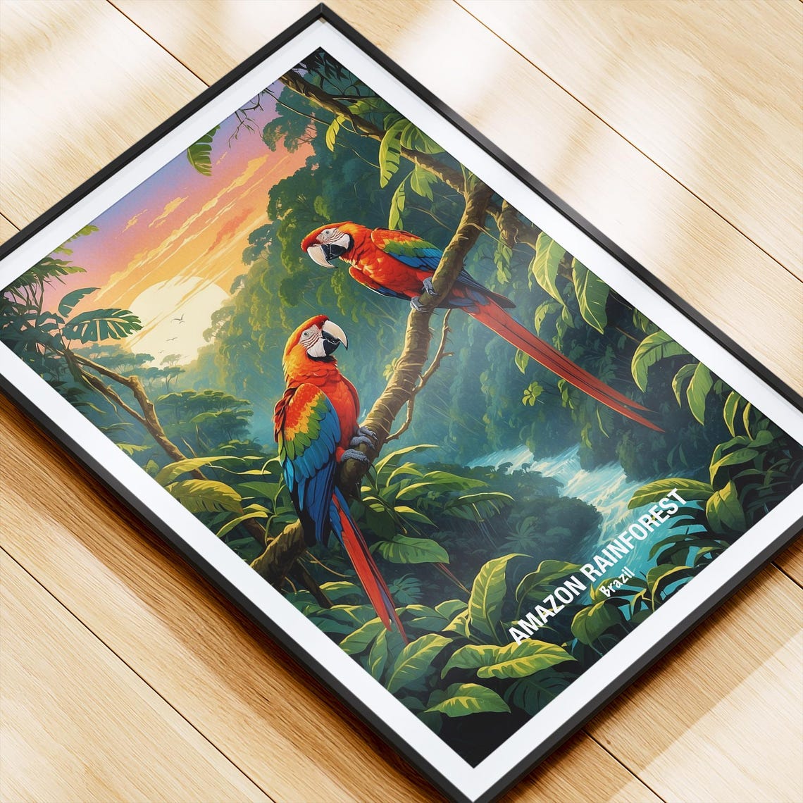 Amazon Rainforest Scarlet Macaws At Sunset Brazil Wildlife Poster - Image 4