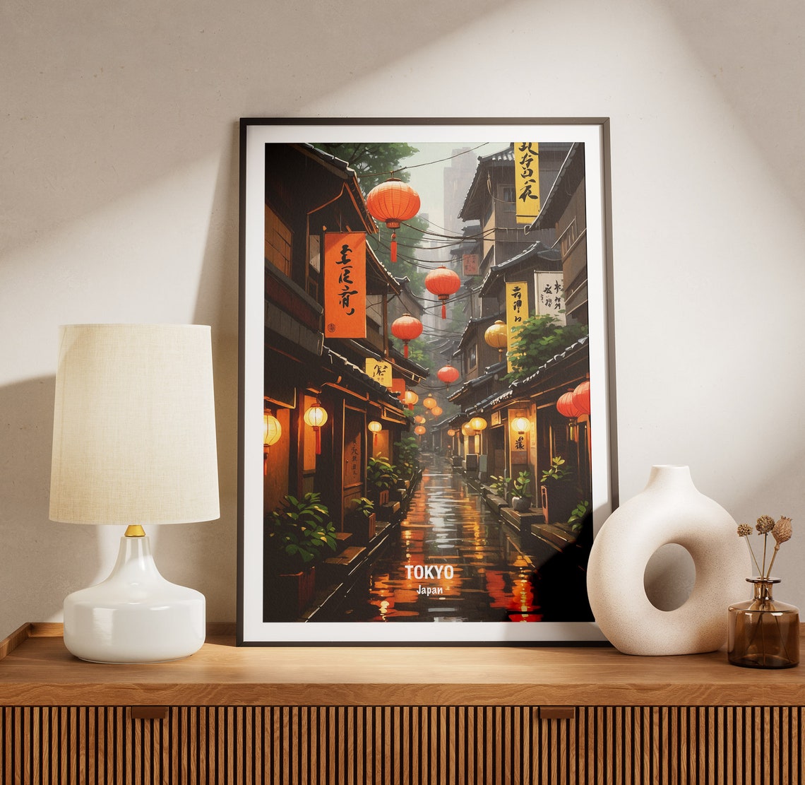 Tokyo Lantern Lit Old Alley Night Japan Street Travel Poster - Image 3