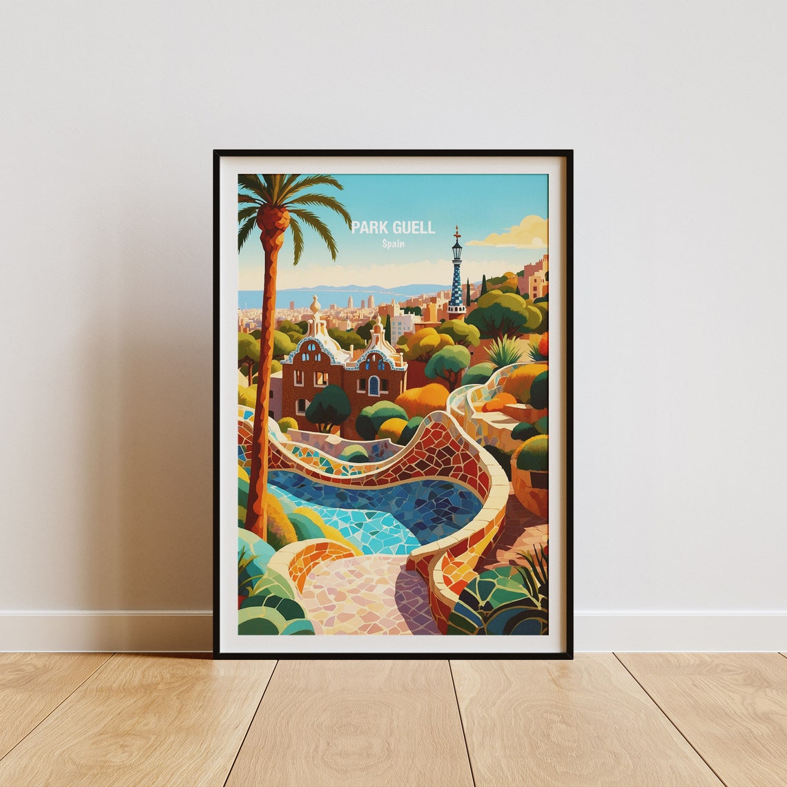 Barcelona Park Guell Gaudi Mosaic Terrace Serpentine Bench Poster