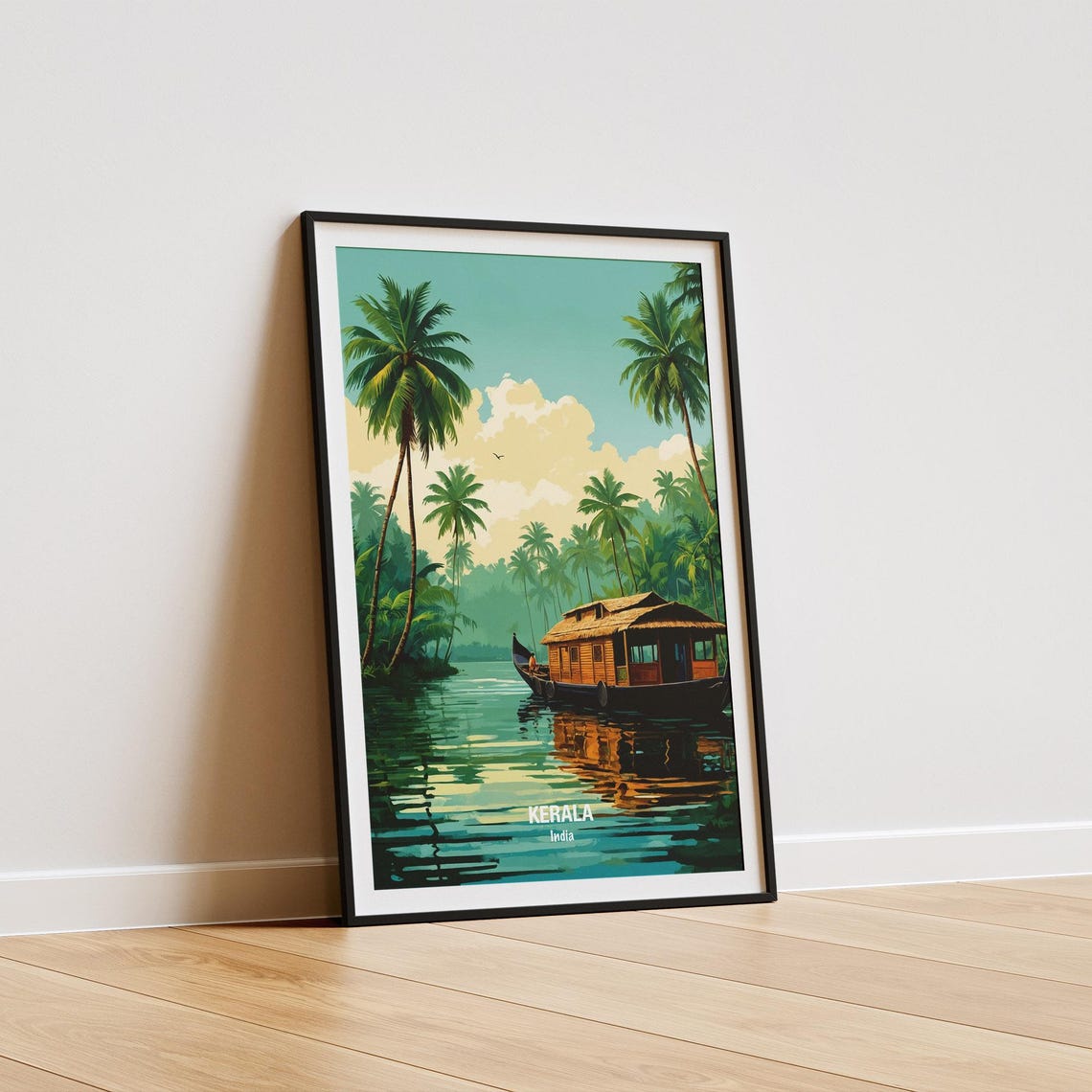 Kerala India Backwaters Houseboat Among Palm Trees Travel Poster - Image 5