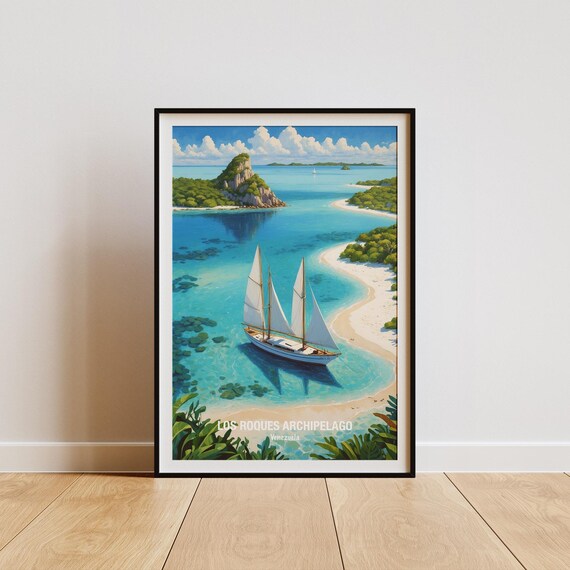 Los Roques Venezuela Sailboat In Turquoise Cay Lagoon Poster