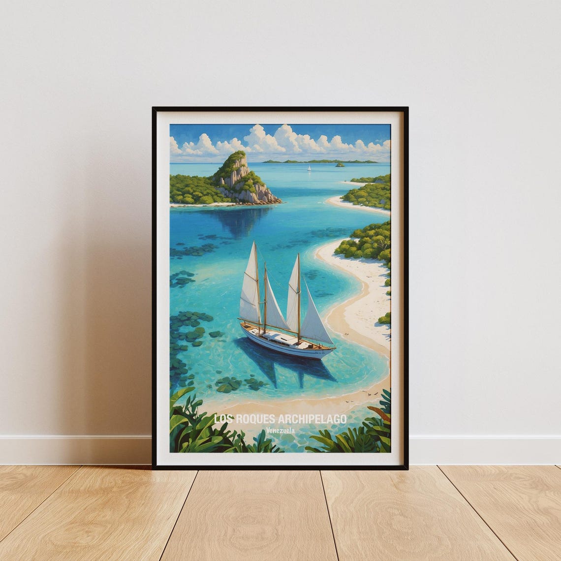 Los Roques Venezuela Sailboat In Turquoise Cay Lagoon Poster
